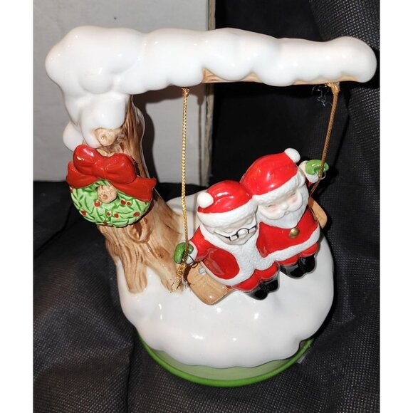 Ron Gordon Designs Inc. White Christmas Ceramic Santa & Mrs. Claus Swing Figurin - Picture 2 of 11
